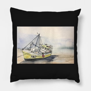 The Boat on New Quay Beach Pillow