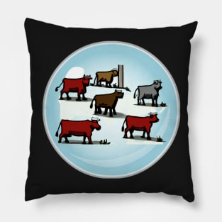 Bovine Revolution Cartoon Pillow