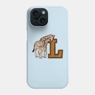 Mom and Baby Giraffe Monogram L Phone Case