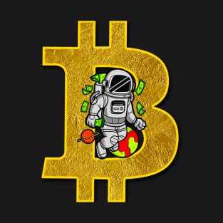 Bitcoin To The Moon Astronaut Crypto Funny Gift. T-Shirt