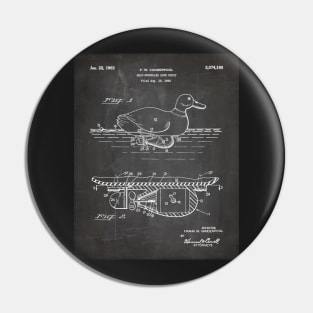 Duck Decoy Patent - Hunter Outdoors Hunting Art - Black Chalkboard Pin
