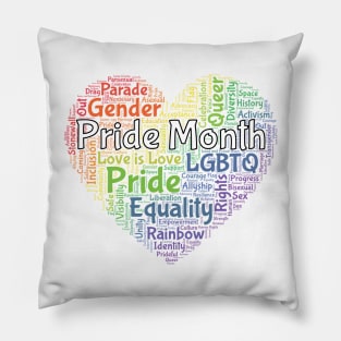 Pride Month Word Art Heart Pillow
