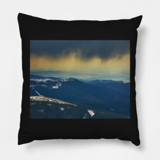 Curtains of torrential heavy rain in the mountains Pillow