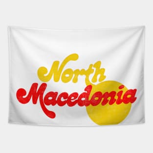 North Macedonia /  Retro Faded Style Typography Design Tapestry