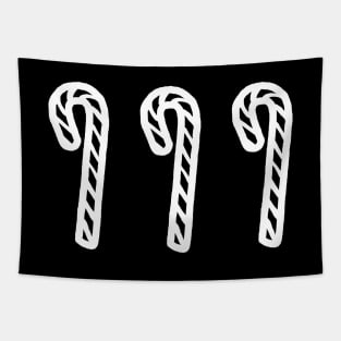 White Line Three Christmas Candy Canes Tapestry