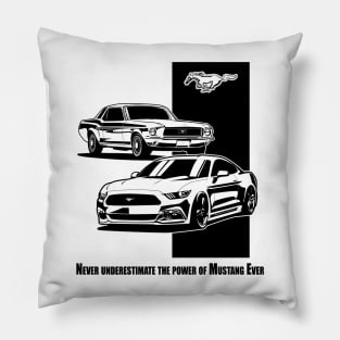 Ford Mustang first generation and latest model illustration graphics Pillow