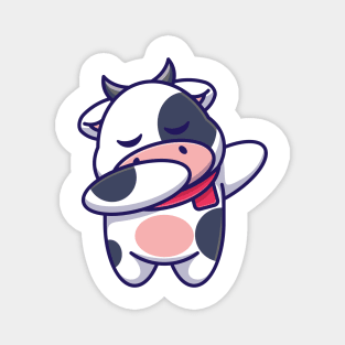 Cute baby cow dabbing cartoon Magnet