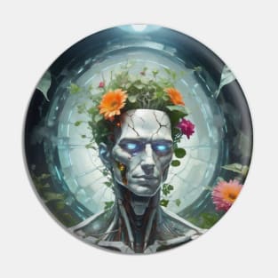 Cyborg with plants in head Pin