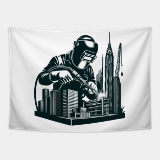 Welder Dad Retro Vintage Welding City Tapestry