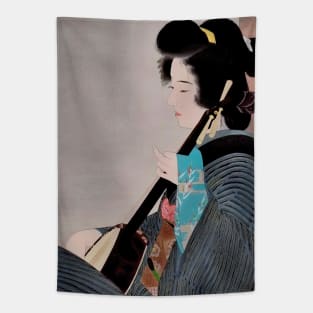 Melodic Geisha - Japanese Ukiyo-e Portrait Tapestry