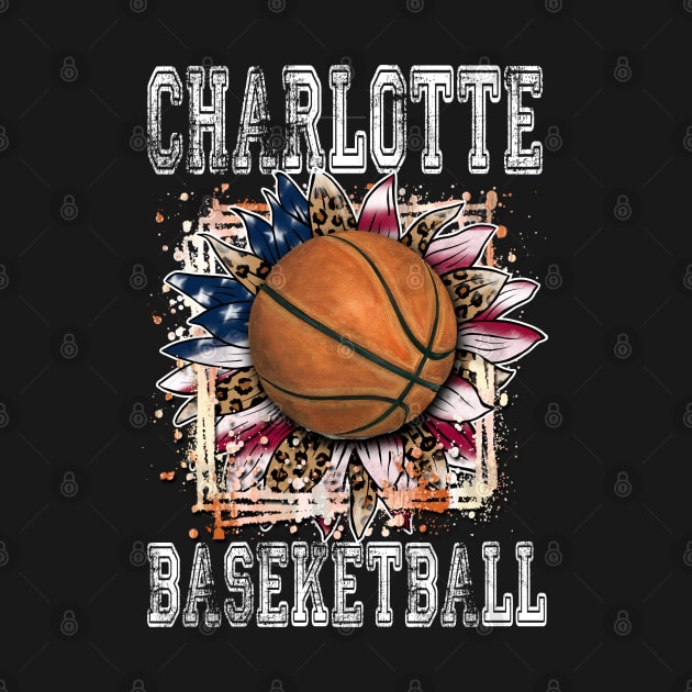 American Flag Personalized Charlotte Proud Name Basketball by Irwin Bradtke