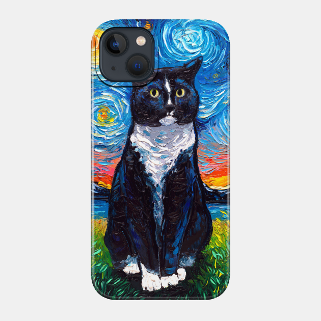 Tuxedo Cat Night - Cat - Phone Case