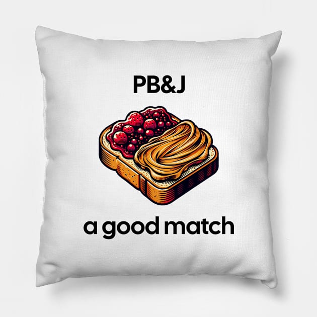 Peanut Butter And Jelly Toast Kawaii Yummy Sandwich Food Pillow by Flowering Away