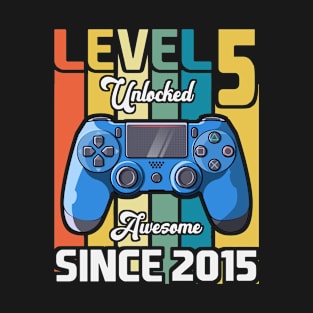 Kid 5 Year Old Birthday Party Level 5 Unlocked Gamer Vintage T-Shirt