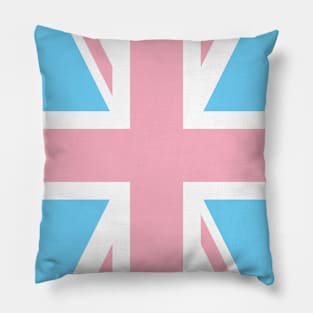 TRANSGENDER UK FLAG (UNION JACK) (alt-angle) - PALE BLUE, WHITE AND PINK TRANSGENDER FLAG Pillow