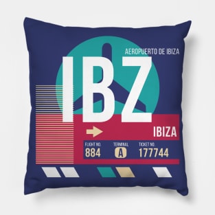 Ibiza, Spain (IBZ) Airport Code Baggage Tag Pillow