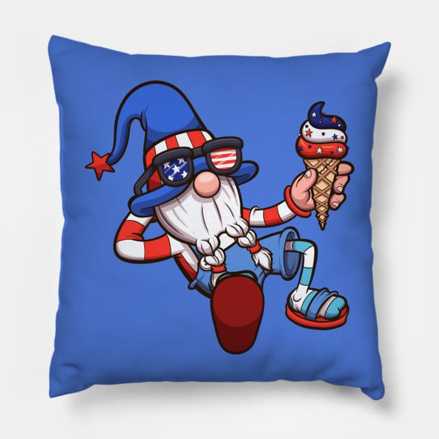 4th Of July Gnome With Ice Cream Pillow by TheMaskedTooner