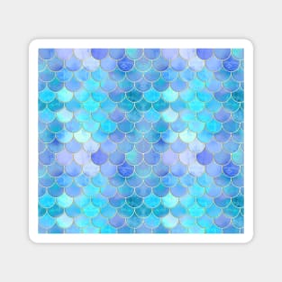 Aqua Pearlescent & Gold Mermaid Scale Pattern Magnet