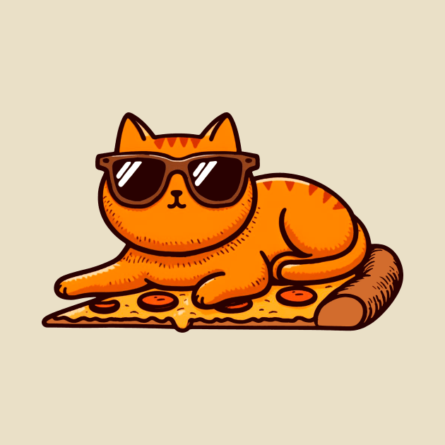 Relaxed Cat on the Pizza by Lovely Animals