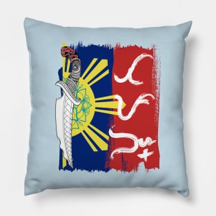Philippine Flag / Tribal line Art Knife / Baybayin word Tapang (Courage) Pillow