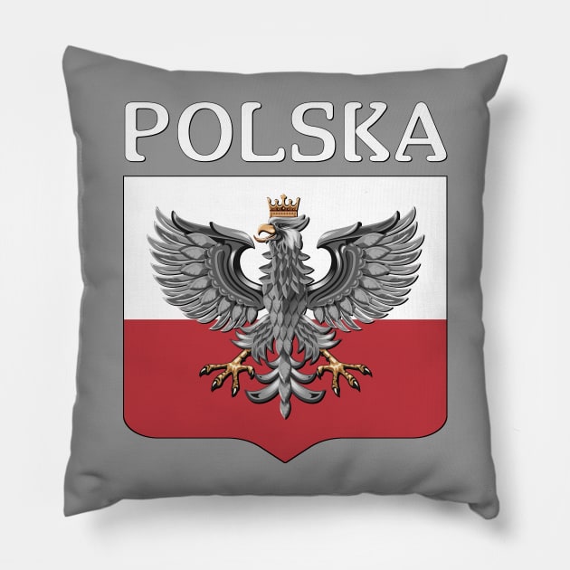 POLSKA - Polish Eagle and Shield Pillow by DreamStatic