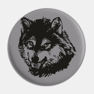 Black and White Angry Wolf Pin