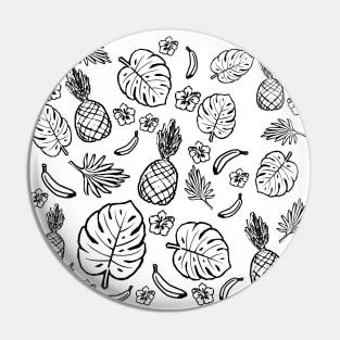 Tropical black and white pattern Pin