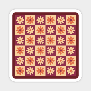 Orange Mod Flower Checkers Magnet