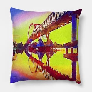 The bridge to sunset illustration Pillow