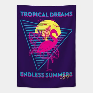 Tropical dreams, endless summers, flamingo vaporwave Tapestry