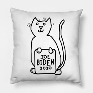 Cute Cat with Joe Biden 2020 Sign Outline Pillow