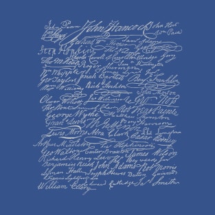 Signatures from Declaration of Independence John Hancock 4th of July T-Shirt