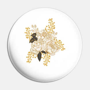 White + Gold Florals Pin