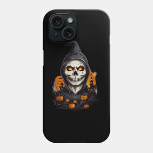 Glowing Ghouls: Skeletons, Pumpkins, and Fiery Eyes Halloween Design Phone Case