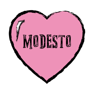 I love Modesto - Vintage Modesto Text in Pink Heart T-Shirt