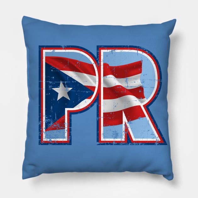 Puerto Rican flag - PR - Boricua pride - grunge design Pillow by verde