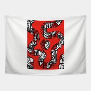 Geometric Red and Black Tapestry
