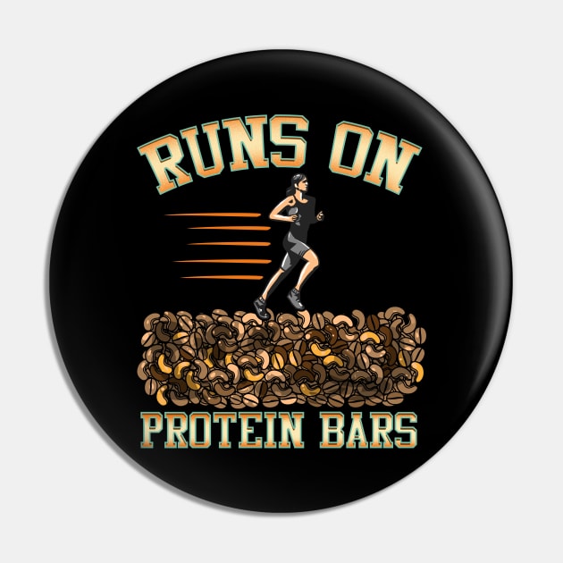 Runs On Protein Bars Funny Cardio & Running Pun Pin by theperfectpresents