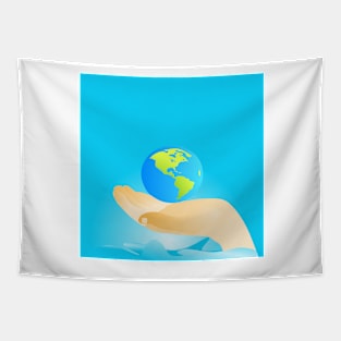 Earth in your hands Tapestry