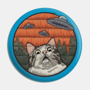 UFO cat! patch like alien and cat graphic Pin