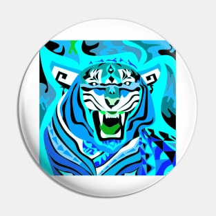 blue fire bengal tiger ecopop in chine pattern art Pin