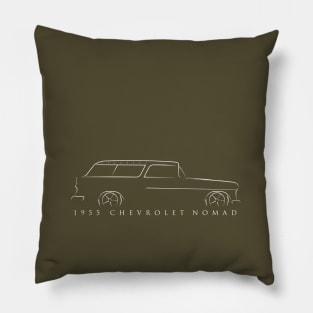 1955 Chevy Nomad - profile stencil, white Pillow