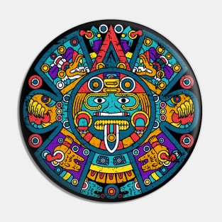Aztec Calendar - Colorful Design Pin
