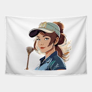 Woman Golfer Tapestry