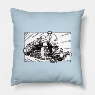 Drawing of locomotive Pillow