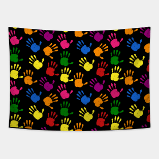 Colorful Handprint Pattern Tapestry