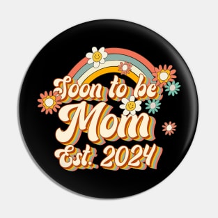 Soon To Be Mom Est. 2024 Family 60s 70s Hippie Costume Pin