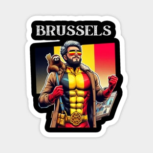 Brussels 90s Comic Book Super Hero Belgian Magnet