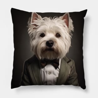 West Highland White Terrier Dog in Suit Pillow