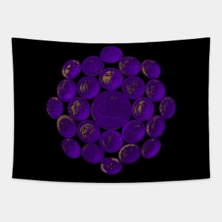 Purple USA Twenty Dollars Coin - Surrounded by other Coins Tapestry